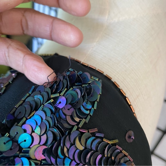 80'S CASADEI Ruched Beaded & Sequined Party Dress Size 4 - Picture 11 of 15